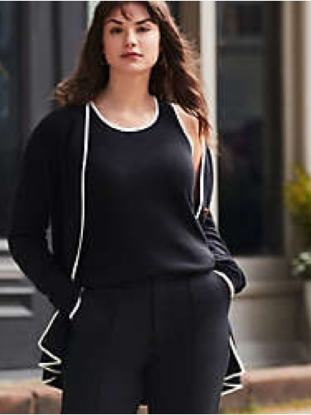 Lands End Women's Fine Gauge Cotton Cardigan and Tank Sweater Set